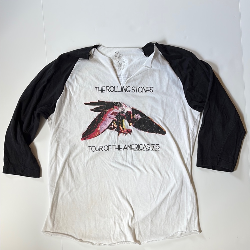 The Rolling Stones Tour of the Americas 75 Raglan Tee, 3/4 sleeve length, Large
